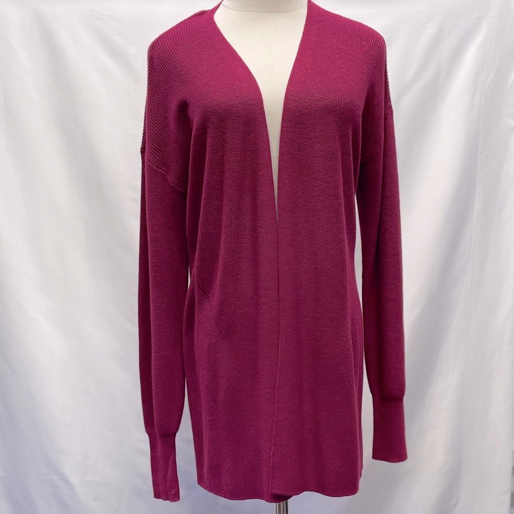 A New Day Open Front Cardigan Burgundy Sz Small